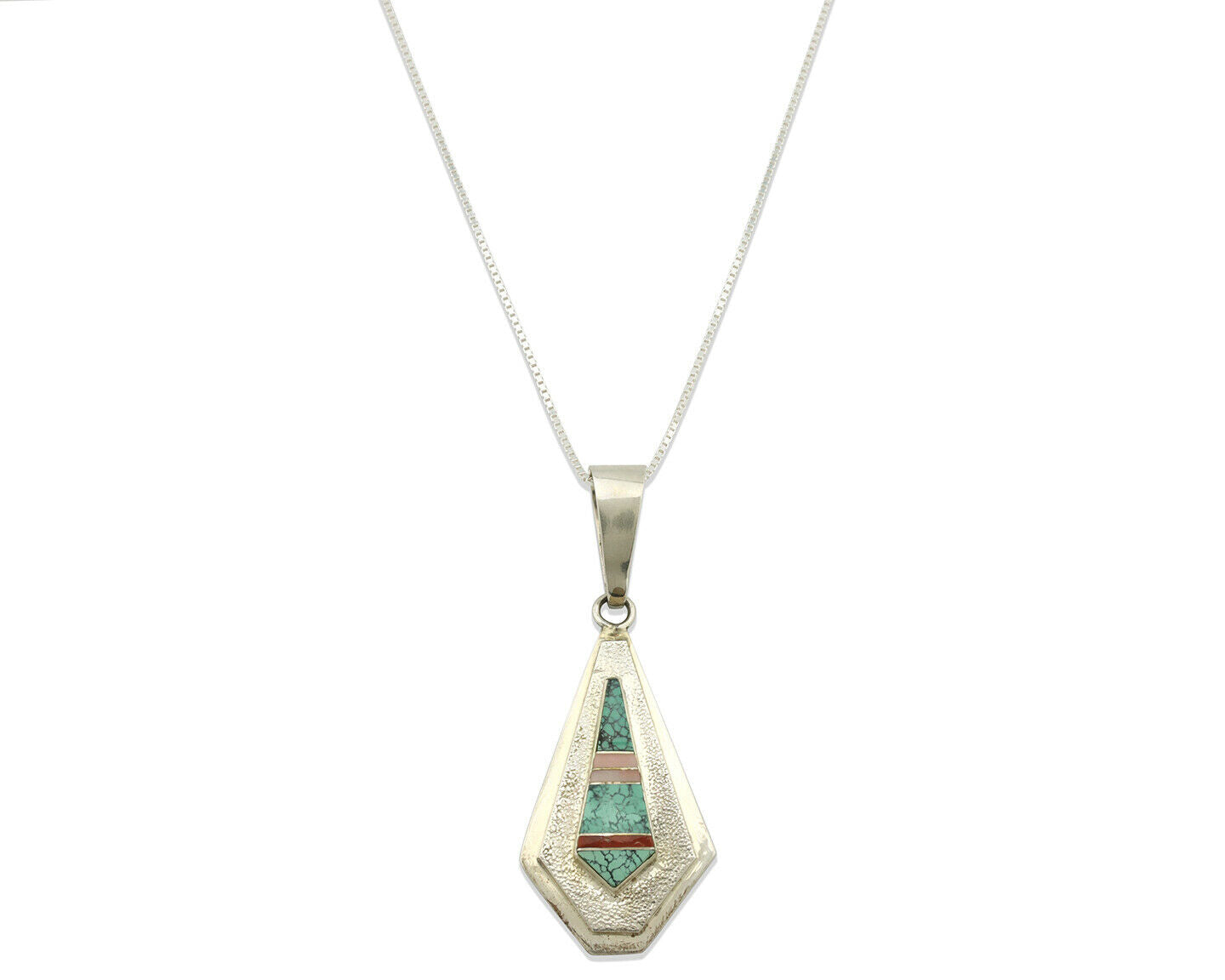 Navajo Necklace .925 Silver Spiderweb Turquoise Signed FIJ C.80's
