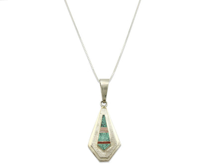 Navajo Necklace .925 Silver Spiderweb Turquoise Signed FIJ C.80's
