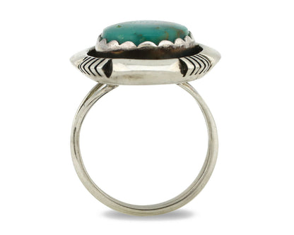 Navajo Ring .925 Silver Blue Gem Turquoise Artist Signed M Nez C80s