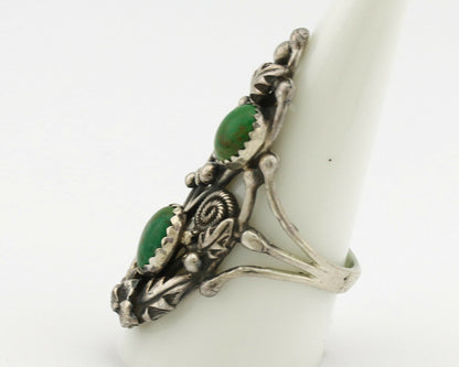 Navajo Ring .925 Silver Green Southwest Turquoise Signed Prairie Fire C.80's