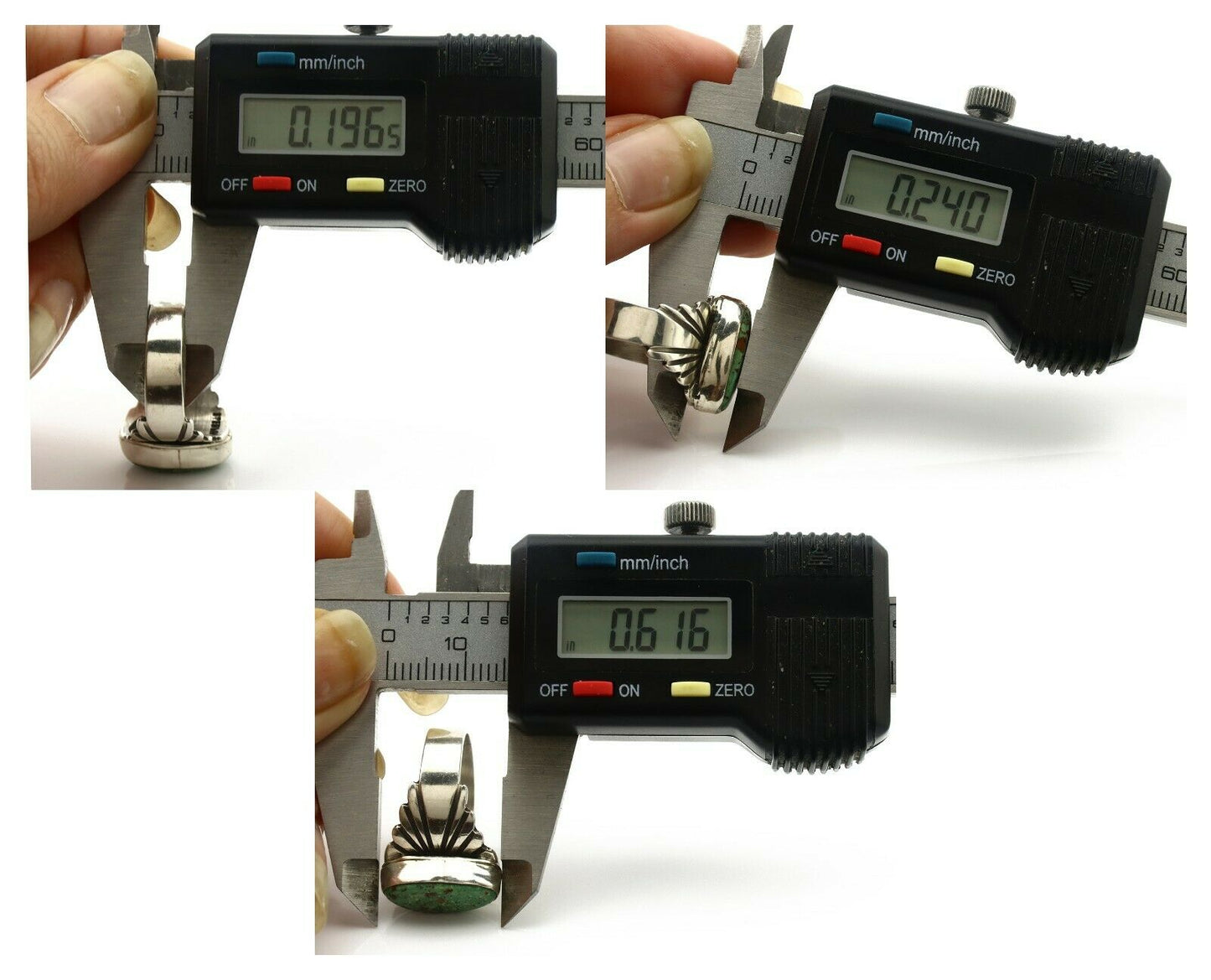 Navajo Ring .925 Silver Kingman Turquoise Artist Signed Apache C.80's