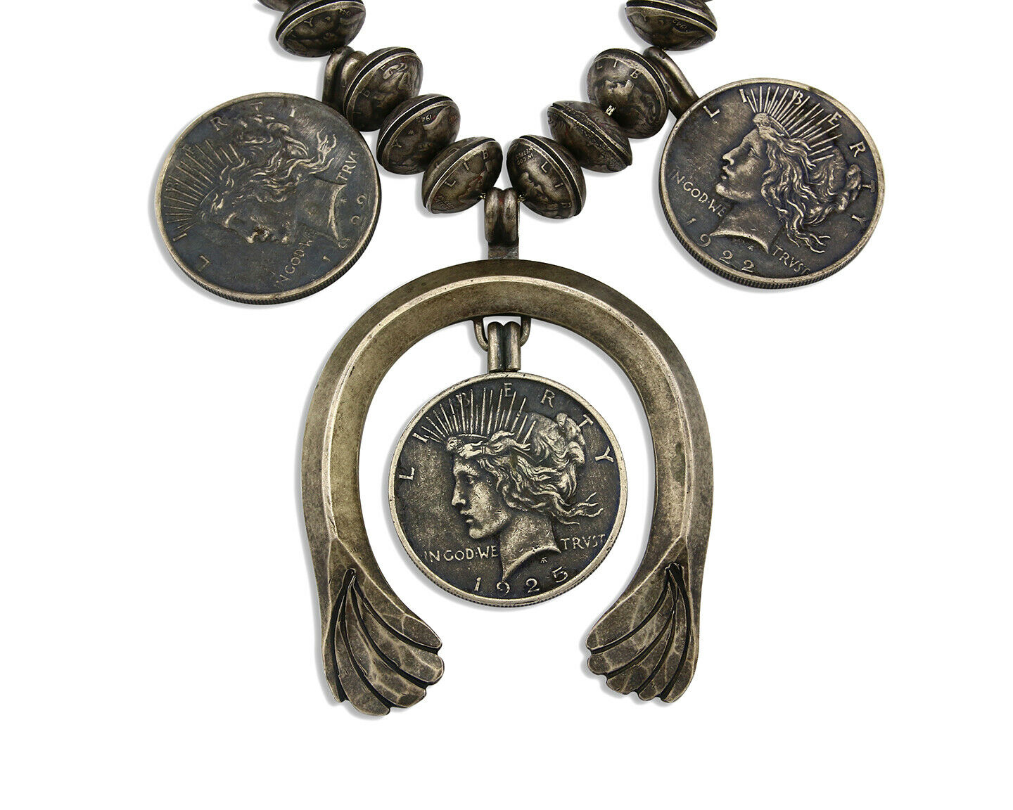 Women's Navajo Necklace .925 Silver Mercury Dime Squash C.70's