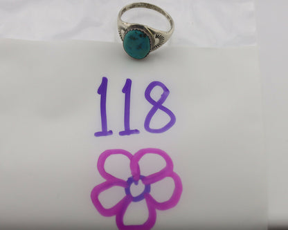 Zuni Ring .925 Silver Natural Blue Turquoise Native American Artist C.1980's