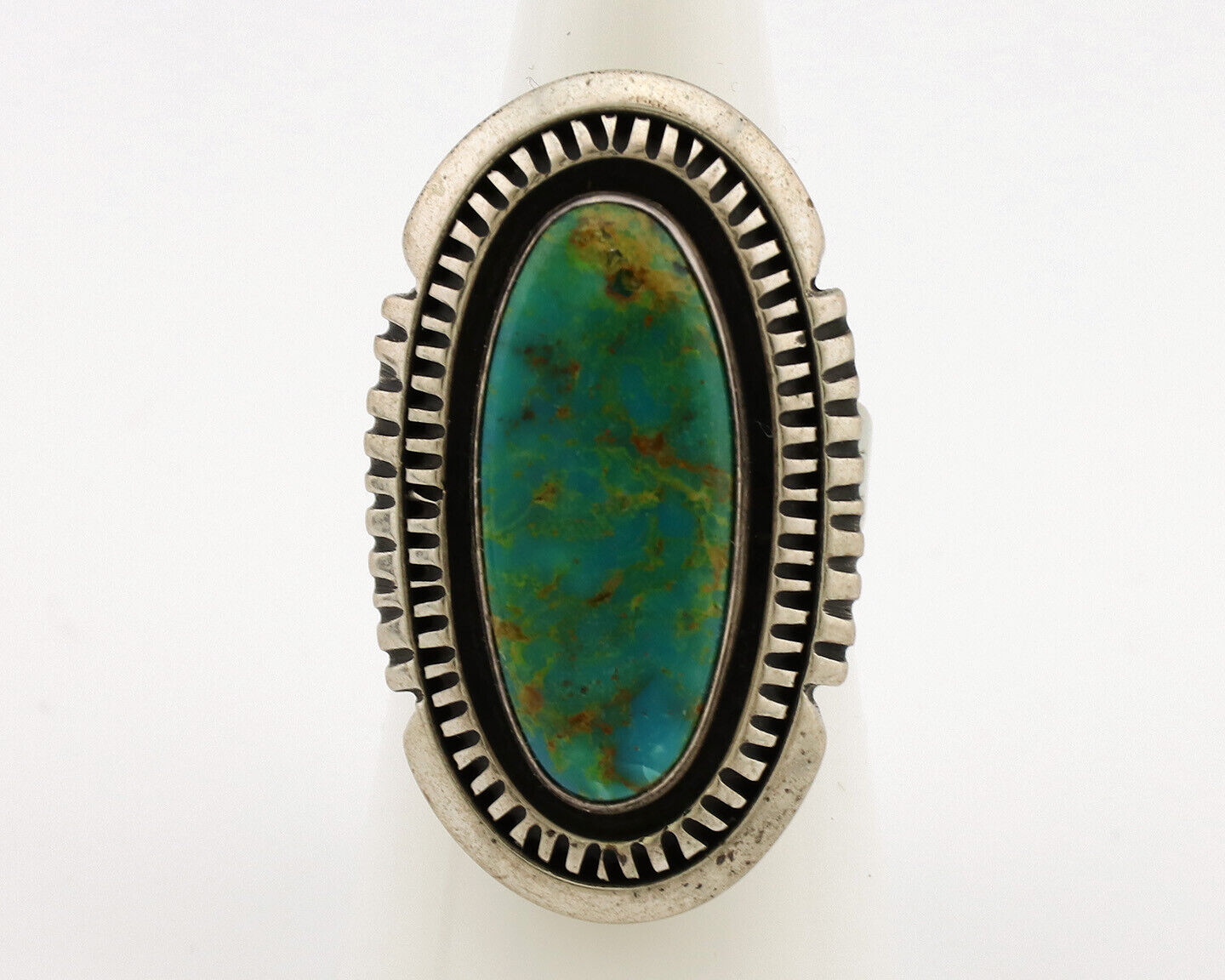 Navajo Ring .925 Silver Nevada Turquoise Native American Artist C.1980's