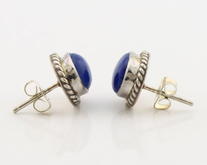 Navajo Earrings 925 Silver Natural Mined Lapis Native American Artist C80s