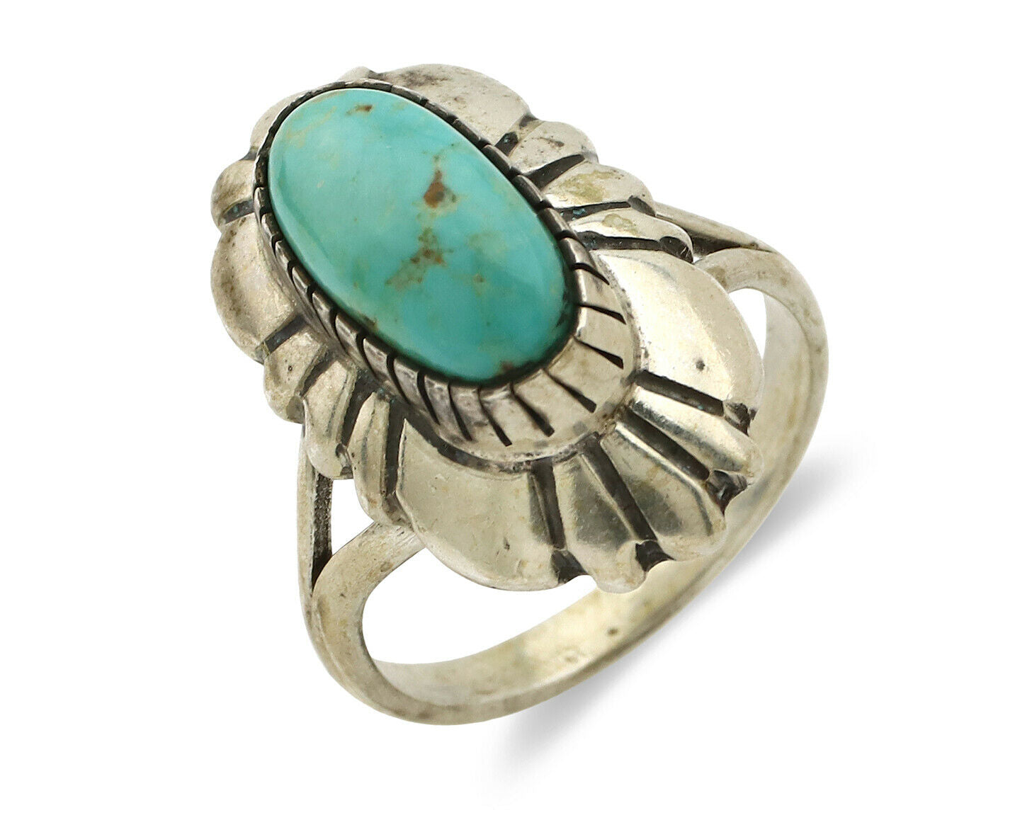 Navajo Ring .925 Silver Arizona Turquoise Signed M Montoya C.80's