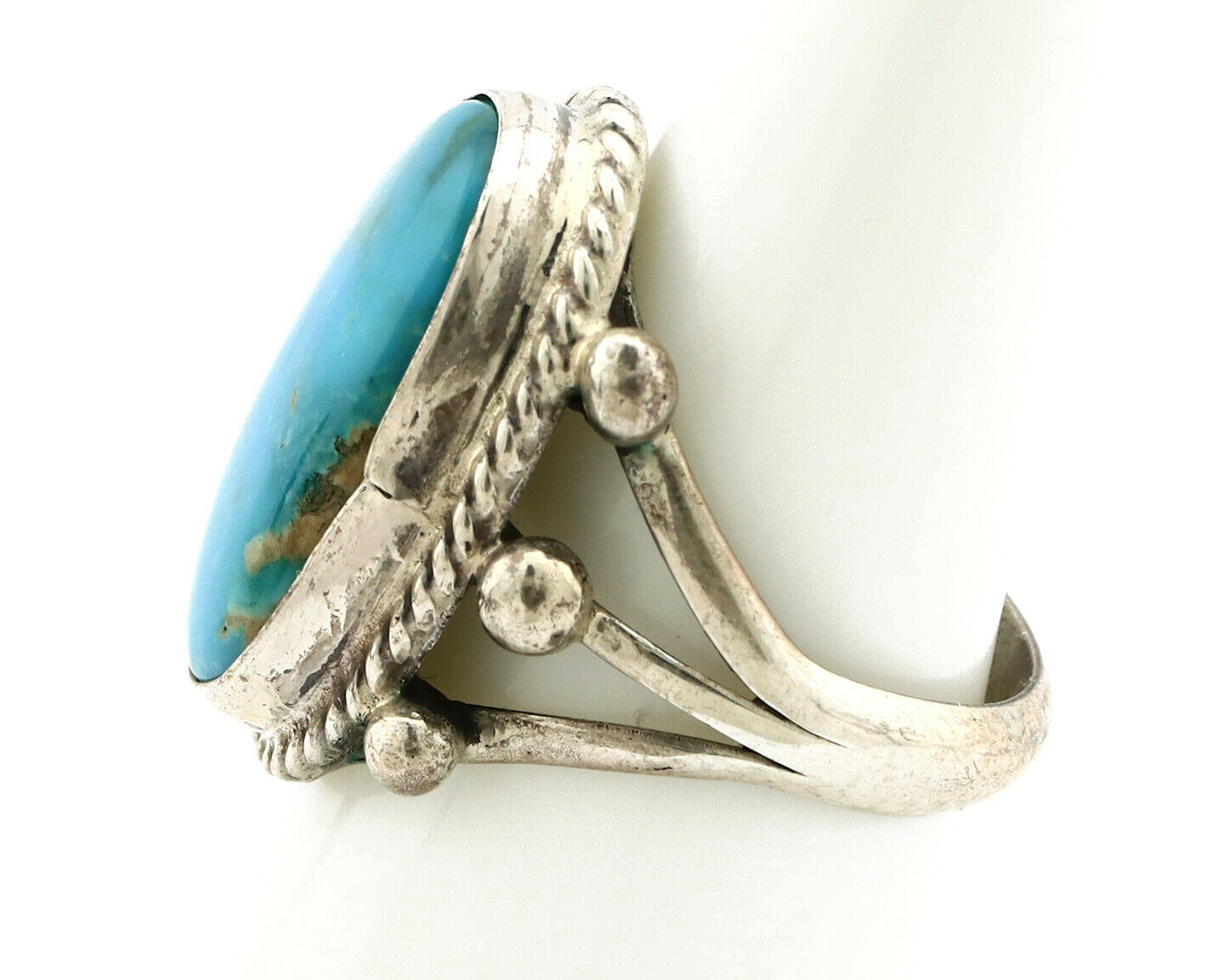 Navajo Ring .925 Silver Blue Southwest Turquoise Native American Artist C80s
