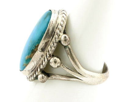 Navajo Ring .925 Silver Blue Southwest Turquoise Native American Artist C80s