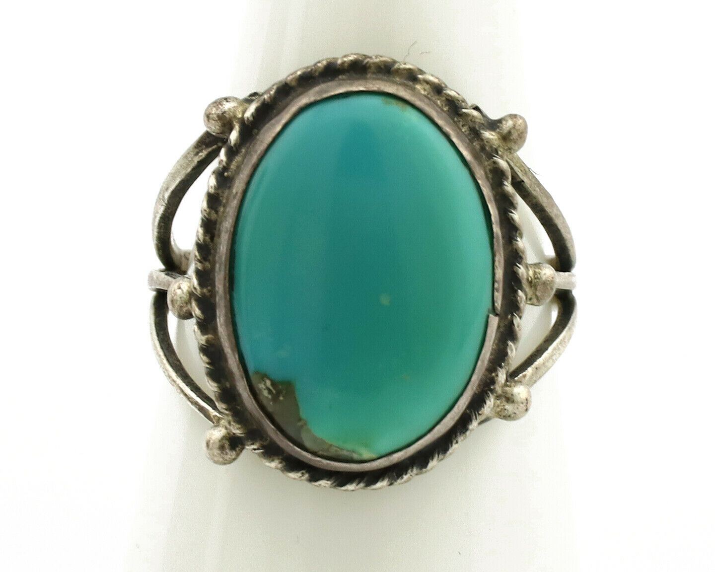 Navajo Ring .925 Silver Blue Turquoise Native American Artist C.1980's