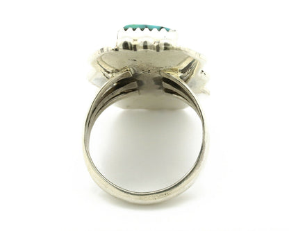 Navajo Ring .925 Silver Natural Aqua Turquoise Signed Apache C.80's