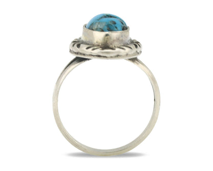Navajo Ring .925 Silver Sleeping Beauty Turquoise Native Artist Signed C.80's