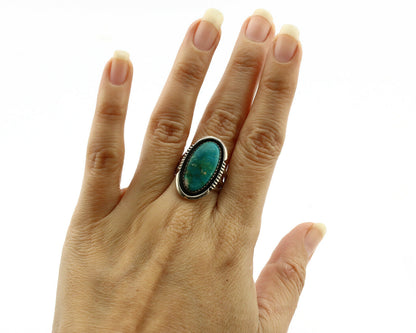 Navajo Ring .925 Silver Kingman Turquoise Native American Artist C.1980's