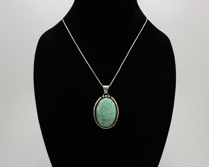 Navajo Necklace .925 Silver Spiderweb Turquoise Signed BB C.80's