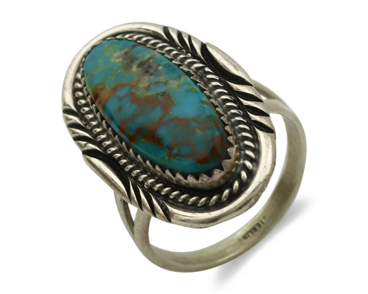 Navajo Ring .925 Silver Nevada Turquoise Artist Signed M Begay C.1980's