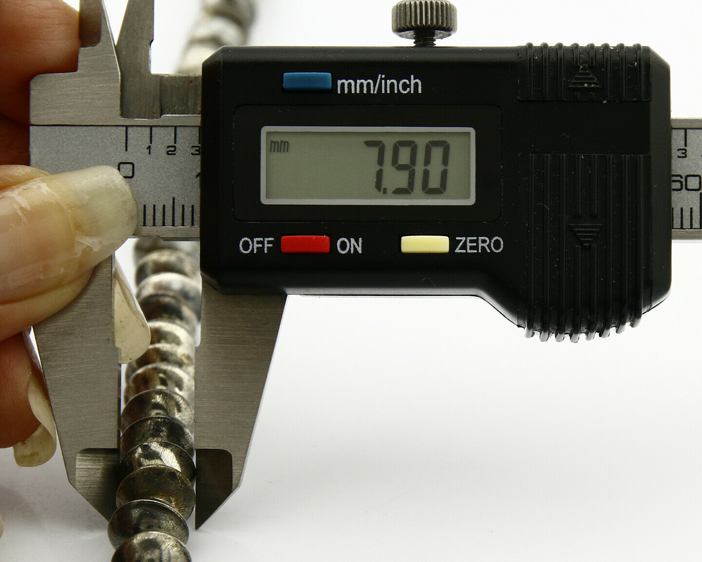 Old Navajo Handmade Bead Necklace 8-8.2mm Wide 28 in Long .925 Silver