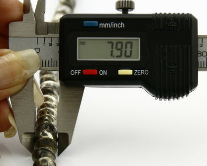 Old Navajo Handmade Bead Necklace 8-8.2mm Wide 28 in Long .925 Silver