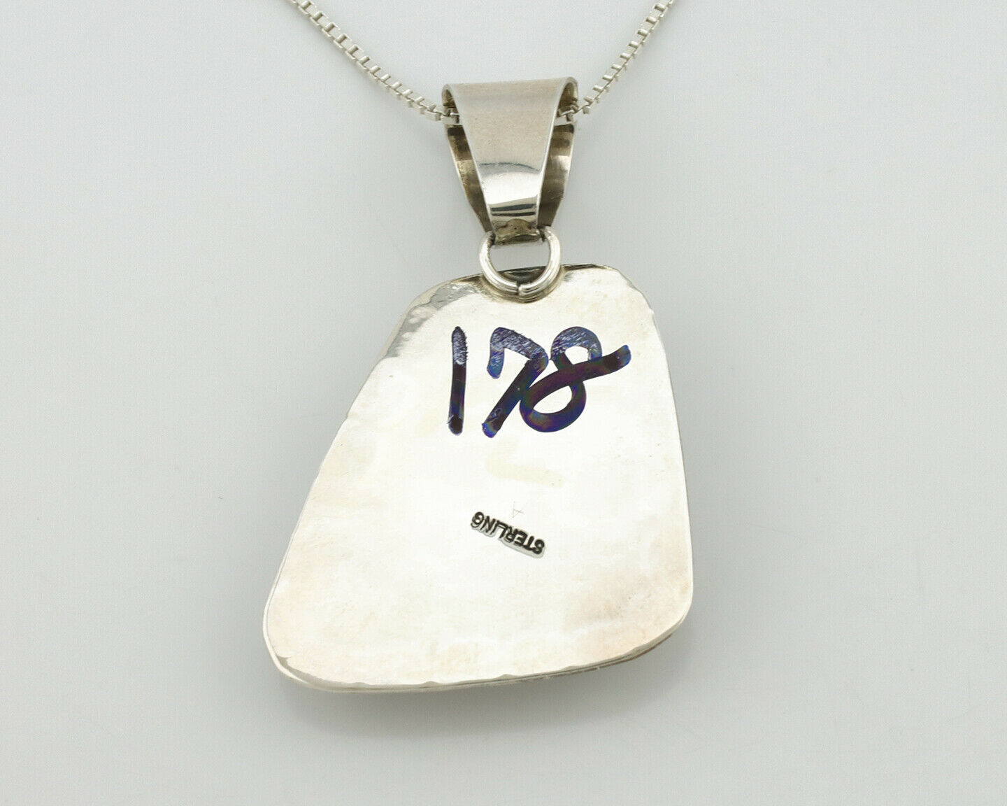 Navajo Pendant .925 Silver Blue Green Turquoise Native Artist C.80's