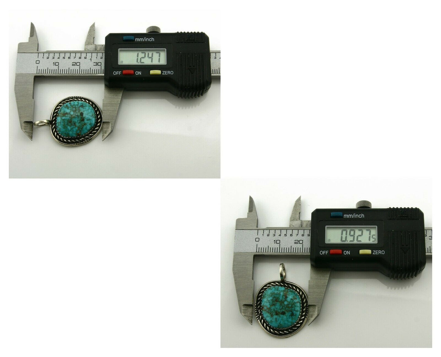 Navajo Pendant .925 Silver Kingman Turquoise Signed Artist Yazzie C.80's