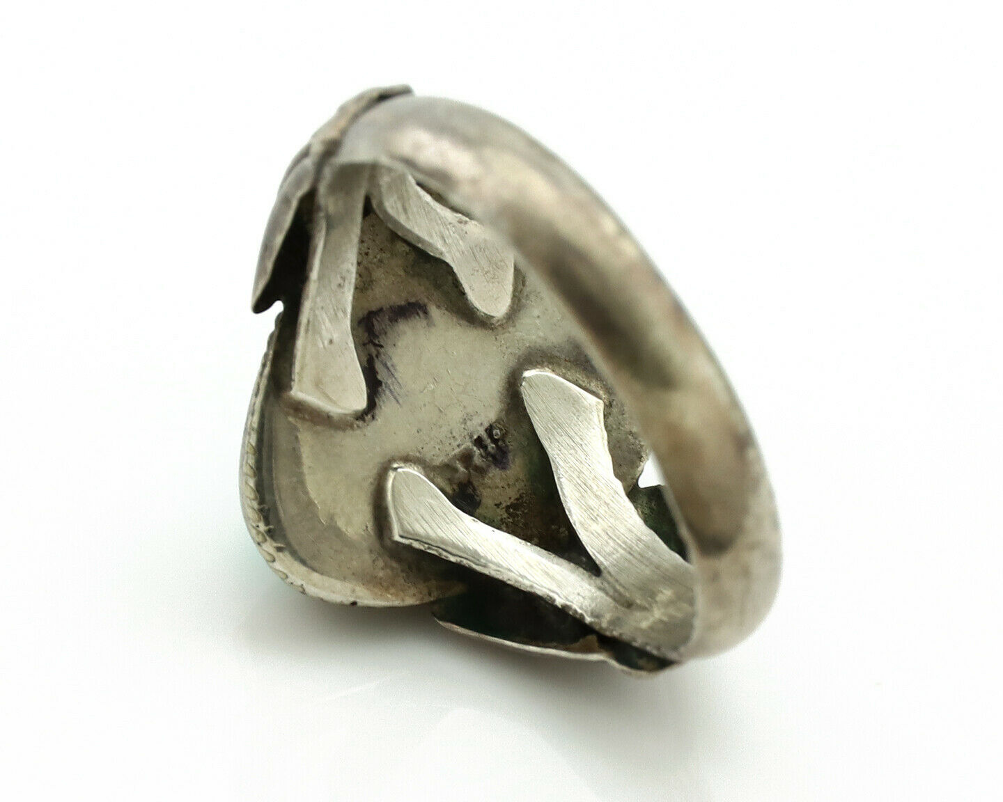 Navajo Ring .925 Silver Kingman Turquoise Native American Artist C.1980's