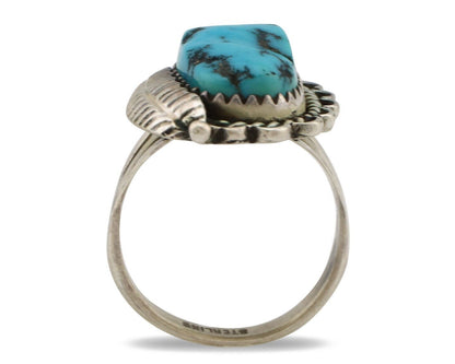 Navajo Ring .925 Silver Sleeping Beauty Turquoise Native American Artist C.80's