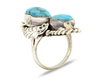 Navajo Handmade Ring 925 Silver Natural Blue Turquoise Native American C.80's