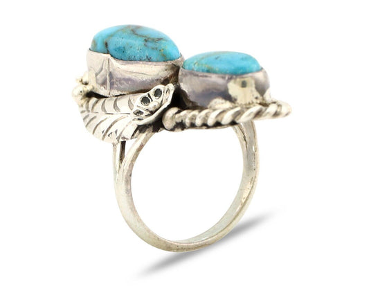 Navajo Handmade Ring 925 Silver Natural Blue Turquoise Native American C.80's