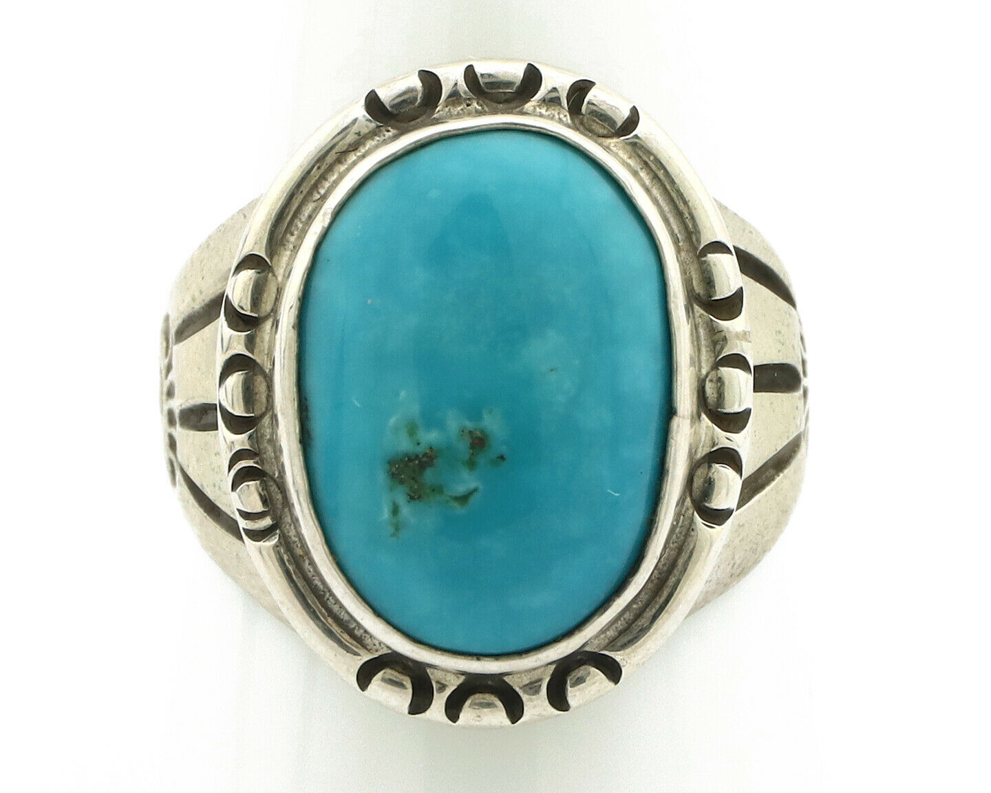 Navajo Ring .925 Silver Turquoise Mountain Native American Artist C.80's