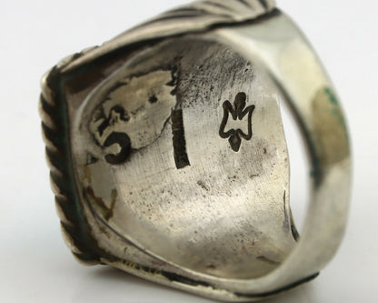Navajo Ring .925 Silver Bluegreen Turquoise Signed C Montoya C.80's