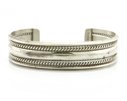 Navajo Bracelet .925 Silver Handmade Hand Stamped Signed Artist TAHE Circa 1980s