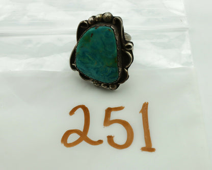 Navajo Ring .925 Silver Kingman Turquoise Native American Artist C.1980's