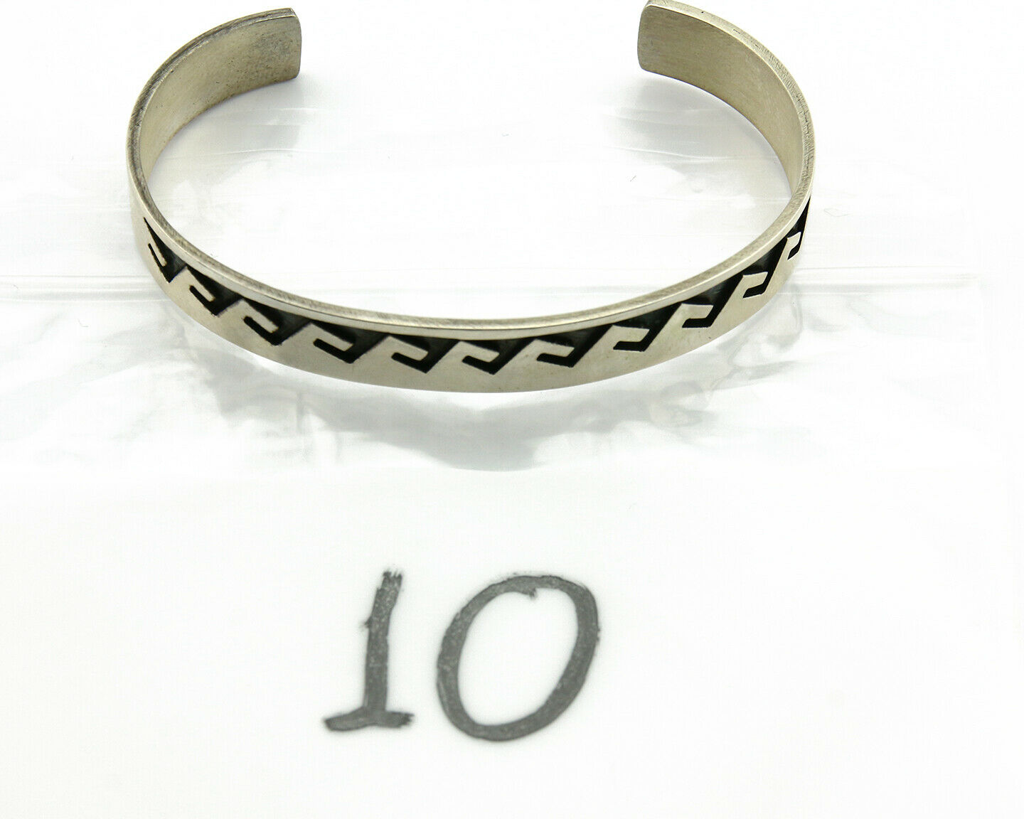 Navajo Bracelet Overlay Design .925 SOLID Sterling Silver Signed Artist SC C.80s