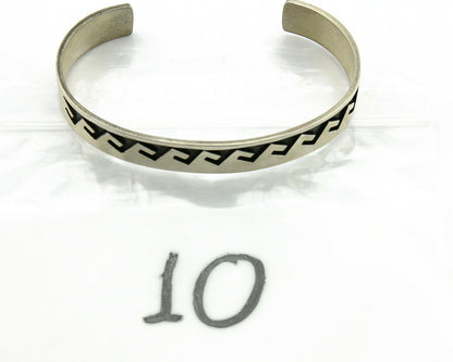 Navajo Bracelet Overlay Design .925 SOLID Sterling Silver Signed Artist SC C.80s