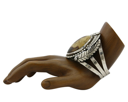 Navajo Bracelet .925 Silver Natural Agate Handmade Native C.80's