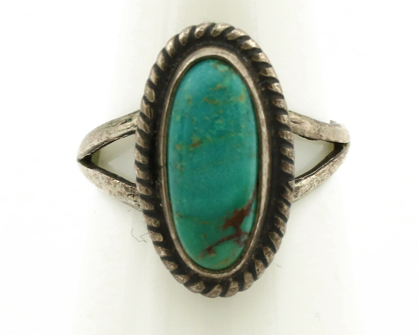 Navajo Ring .925 Silver Kingman Turquoise Native American Artist C.1980's