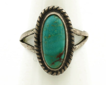 Navajo Ring .925 Silver Kingman Turquoise Native American Artist C.1980's