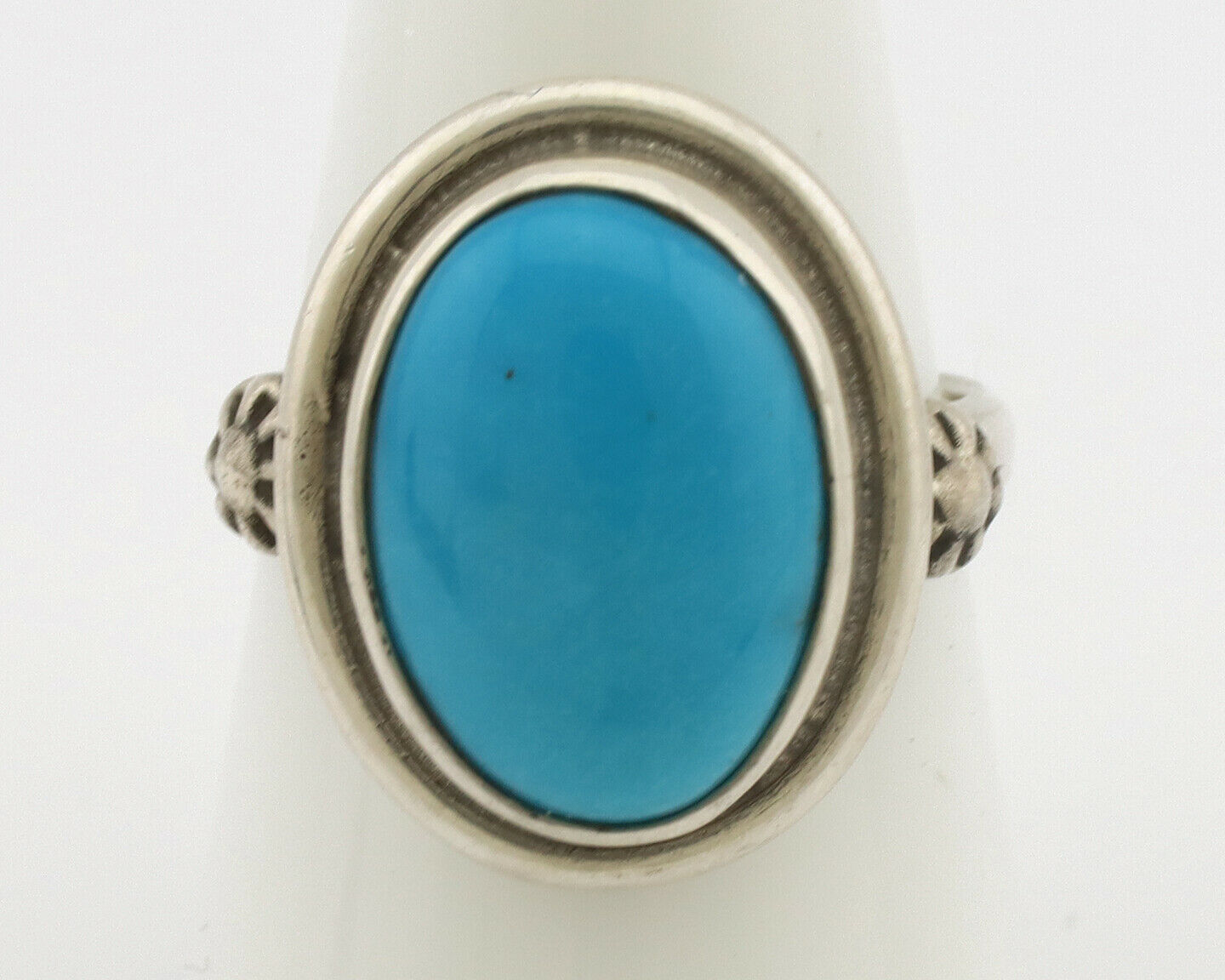 Navajo Ring .925 Silver Natural Blue Turquoise Native American Artist C.1980's