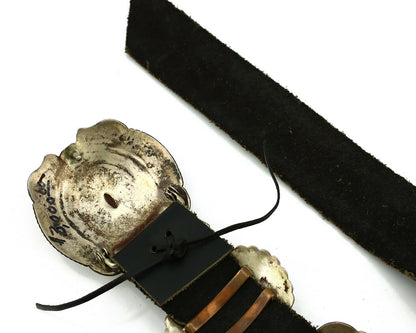 Navajo Concho Belt .925 Silver Old Pawn Native American Handmade C.80's