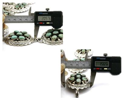 Women's Navajo Concho Belt .925 Silver Turquoise Signed Montoya C.80's