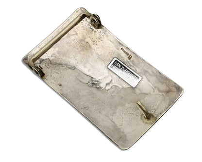 Navajo Belt Buckle 925 Silver Handmade Chip Inlay Artist Signed Begay C.80s