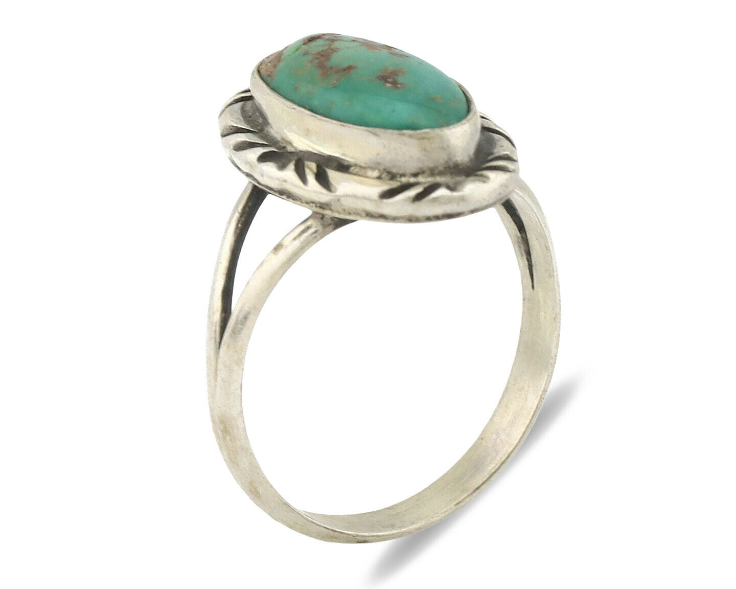 Navajo Ring .925 Silver Kingman Turquoise Native Artist Signed C.80's