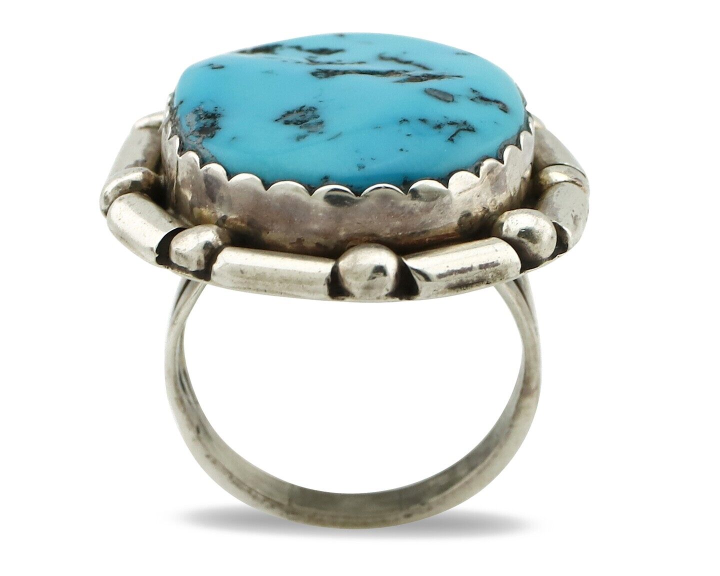 Navajo Ring 925 Silver Blue Turquoise Native Dominik Ferard C.80's