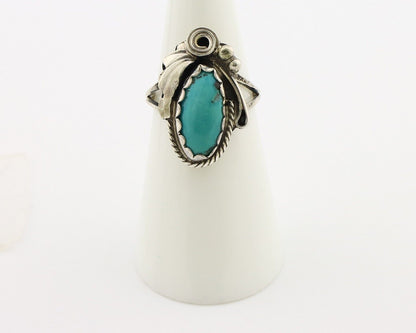 Navajo Inlaid Ring 925 Silver Blue Turquoise Artist Signed Justin Morris C.80s
