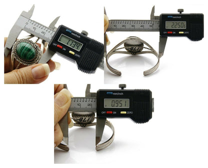 Women's Navajo Malachite Bracelet .925 Silver Native American 80's