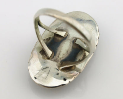 Navajo Ring .925 Silver Nevada Turquoise Native American Artist C.1980's