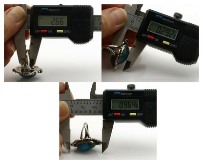 Navajo Ring .925 Silver Morenci Turquoise Native American Artist C.1980's