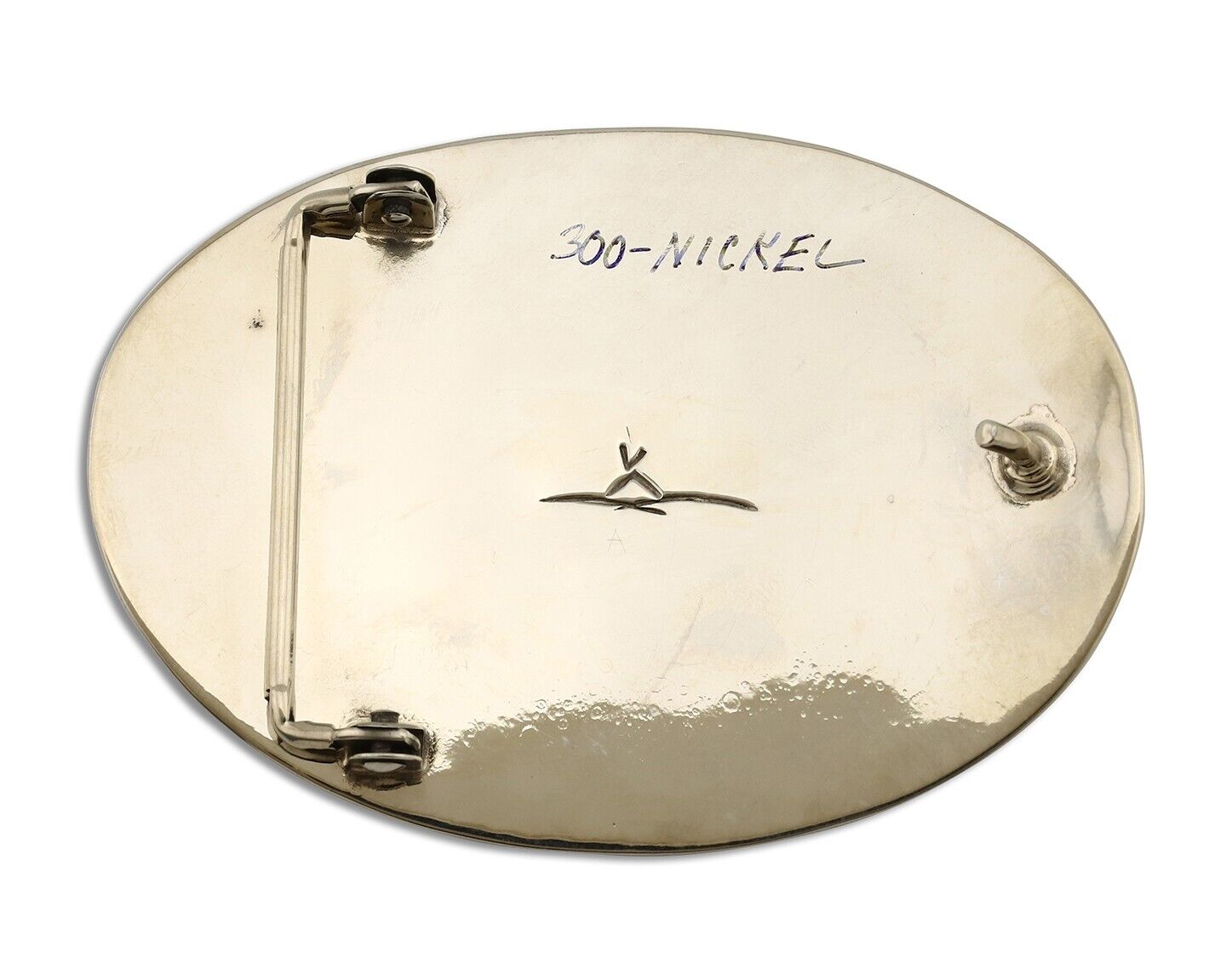 Men Navajo Belt Buckle .999 Nickel Onyx Artist Signed Teepee Handmade C.1980's