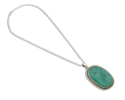 Navajo Necklace 925 Silver Natural Green Turquoise Native Artist Signed C.80's