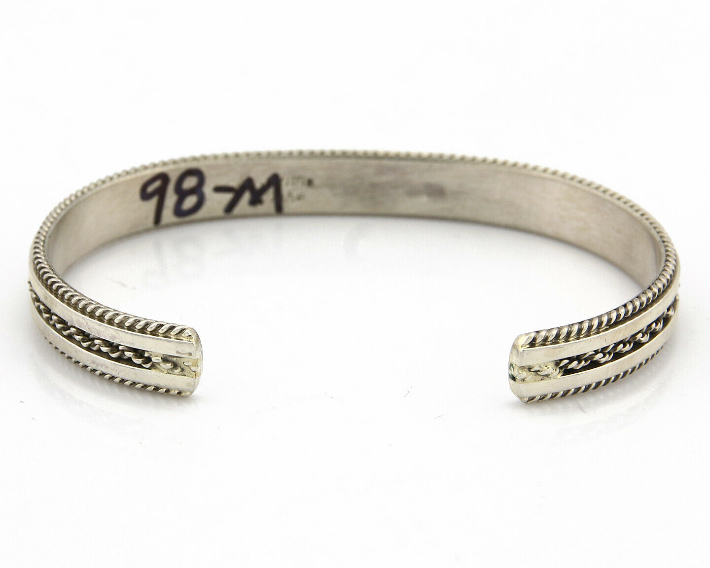 Navajo Bracelet .925 Silver Handmade Cuff Artist Signed TAHE C.80's