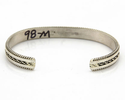 Navajo Bracelet .925 Silver Handmade Cuff Artist Signed TAHE C.80's