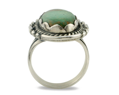 Navajo Ring .925 Silver Natural Green Turquoise Signed Apache C.80's